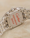 Caseback of the Cartier Panthère Ref. 1660 showing its engraved reference, serial and Cartier markings.