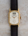 Front view of the A. Lange & Söhne Arkade 103.021 showing its ivory dial, outsize date and small seconds.