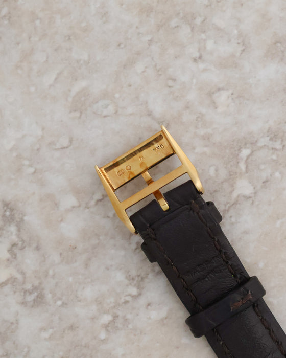 Reverse of the original A. Lange & Söhne yellow-gold buckle showing its 750 gold hallmarks.