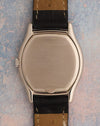 Brushed solid caseback of the 18K white-gold Patek Philippe Gondolo Ref. 5030G.