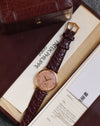 Patek Philippe Calatrava Ref. 5022R in rose gold displayed with its original box, papers and documentation.