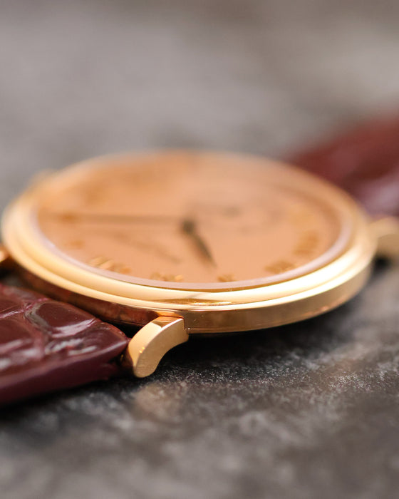 Opposite side profile highlighting the polished bezel, slim case and curved lugs of the Patek Philippe 5022R.