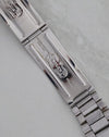 Interior clasp of vintage Rolex folded stainless-steel Oyster bracelet.