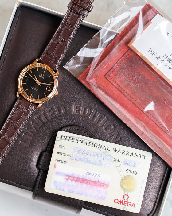 Omega De Ville Prestige Ref. 4601.54.11 presented with its original box, warranty card and full-set accessories.
