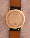 Caseback of the Piaget Tradition Ref. 80035 showing Piaget branding, reference number and gold hallmarks.