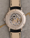 Exhibition caseback of the Jules Audemars 15056BC showing the manual-winding movement and engraved caseback.