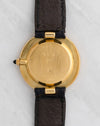 Caseback of the Van Cleef & Arpels G1525 showing VCA, gold hallmarks and reference engravings.