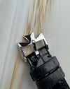 Close-up of signed Vacheron Constantin buckle in platinum, fitted on factory strap