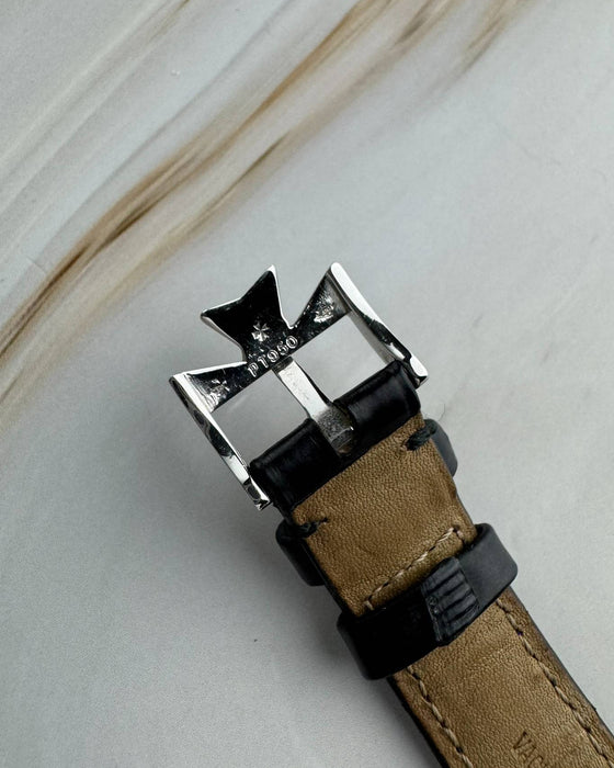 Genuine Vacheron Constantin black alligator leather strap paired with platinum buckle