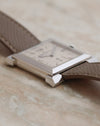 Close-up side view highlighting the polished bezel, angular lugs and geometric construction of the Vacheron Constantin Carrée Historique.