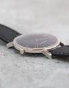 Close-up of the Audemars Piguet white gold case showing its thin construction, crown and angular lug design.