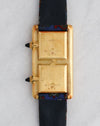 Caseback of the 18K yellow gold Chopard Kutchinsky Dual Time showing the Kutchinsky signature and gold hallmarks.