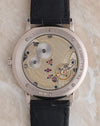 Exhibition caseback showing the manually wound Lange calibre L093.1 with German silver three-quarter plate.