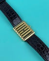 Piaget Ref. 91480 vintage dress watch in 18K yellow gold with ribbed gold dial and slim tank case, c. 1980s