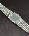 Close-up of white dial on Audemars Piguet Bamboo watch featuring diamond markers and sapphire crystal