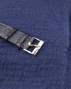 Original Piaget 18K white gold buckle with blue sapphire cabochon, paired with leather strap