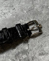 Close-up of Rolex-signed white gold buckle on Cellini leather strap, included with 1997 set